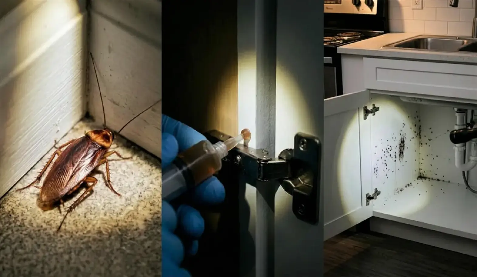 how to get rid of cockroaches advion gel bait guide 2 How to get rid of cockroaches using Advion cockroach gel bait applied in kitchen cabinet crevices