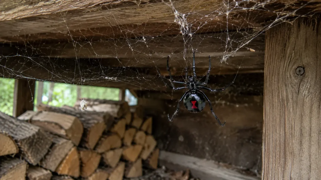 black widow habitat The red hourglass marking helps identify a female black widow spider.
