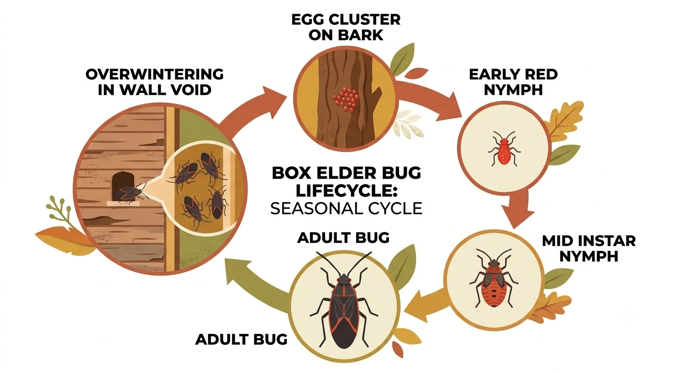 boxelder bug lifecycle month by month diagram 1 box elder bug life cycle month by month egg nymph adult overwintering stages diagram
