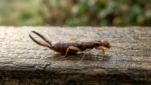earwig bug hero identification Close-up identification view of an adult earwig showing pincers and antennae