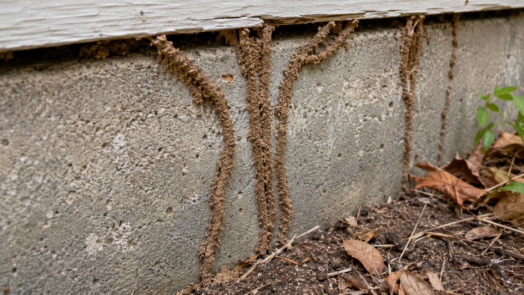 Termite tubes clearly visible. Most common signs of termites inside a home