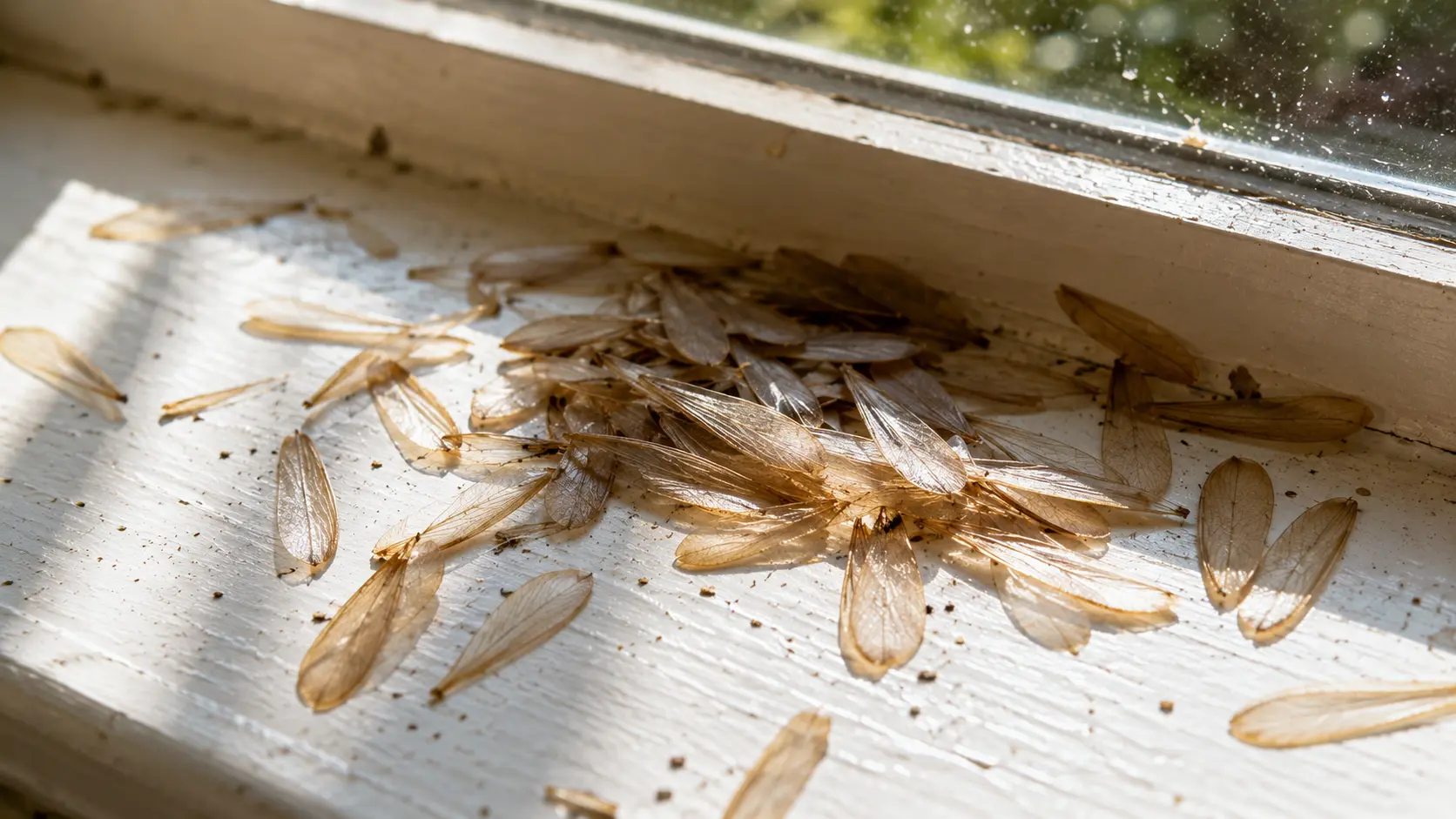 Discarded termite Wings Near home Window